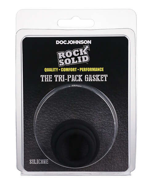 Rock Solid Tri-Pack Silicone Gasket Cockrings - Black