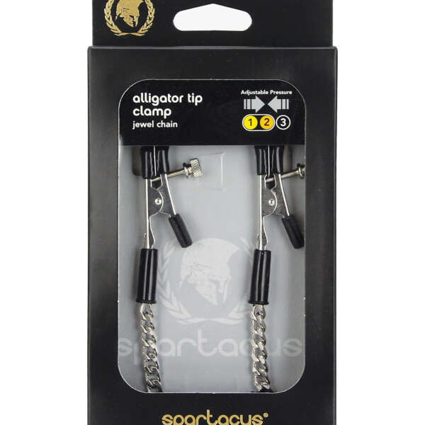 Spartacus Adjustable Alligator Nipple Clamps w/Silver Chain