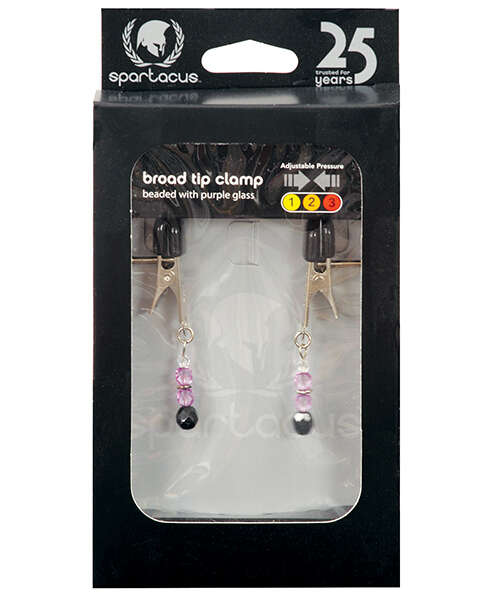 Spartacus Adjustable Broad Tip Nipple Clamps w/Purple Beads