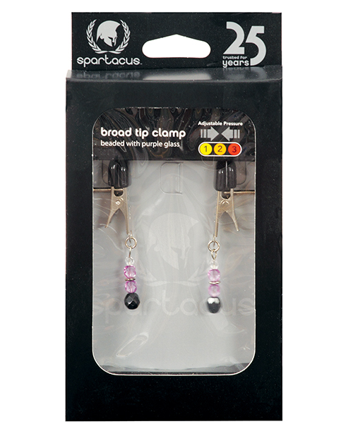 Spartacus Adjustable Broad Tip Nipple Clamps w/Purple Beads