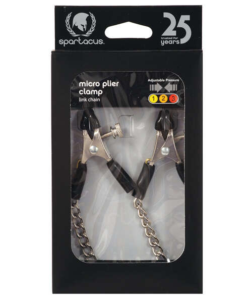 Spartacus Adjustable Micro Plier Nipple Clamps w/Link Chain