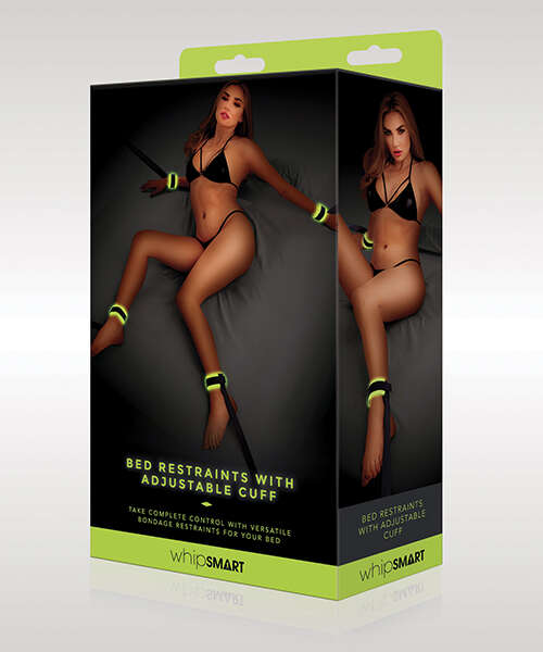 WhipSmart Glow in the Dark Bed Restraints w/Adjustable Cuffs - Green