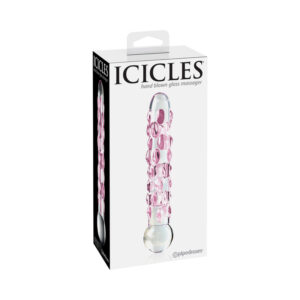 Icicles #7 7in Glass Dildo Pink/Clear