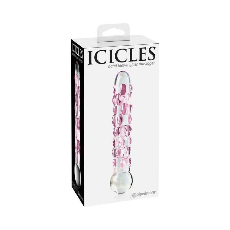 Icicles #7 7in Glass Dildo Pink/Clear
