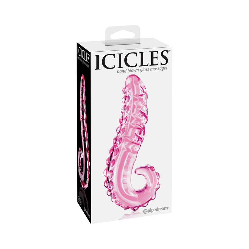Icicles #24 6in Glass Dildo Handle Pink