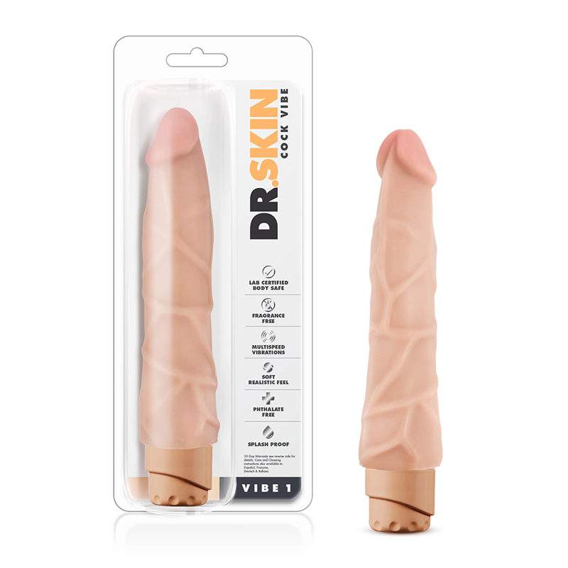 Dr. Skin Vibe 1 Dildo 9in Vibr Beige