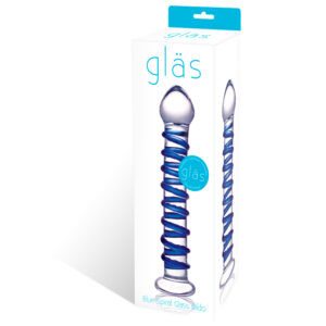 Glas 7.5in Blue Spiral Glass Dildo