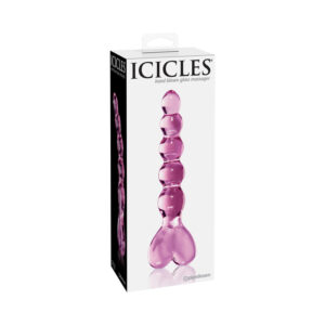 Icicles #43 8in Glass Dildo Heart Pink