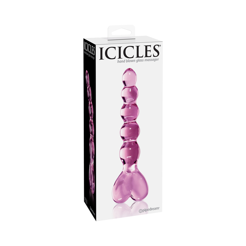 Icicles #43 8in Glass Dildo Heart Pink