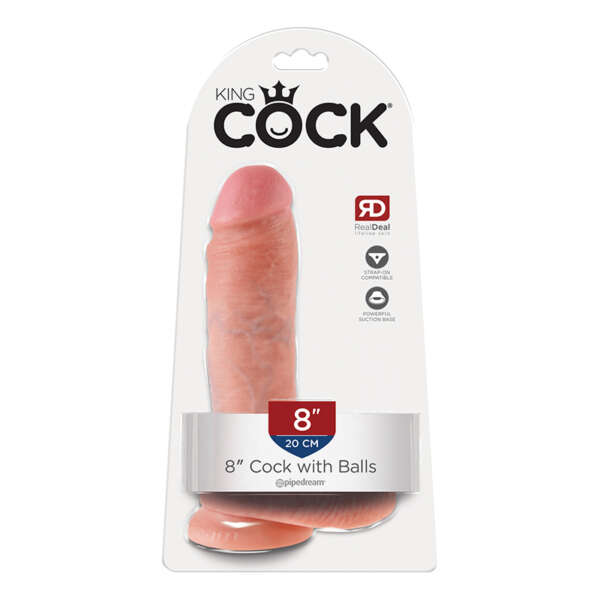 King Cock 8in Cock w/ Balls Beige