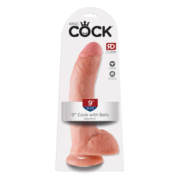King Cock 9in Cock w/ Balls Beige