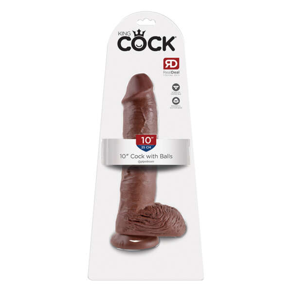 King Cock 10in Cock w/ Balls Brown