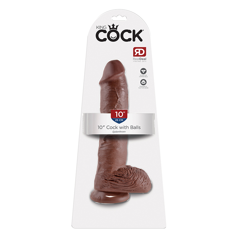 King Cock 10in Cock w/ Balls Brown