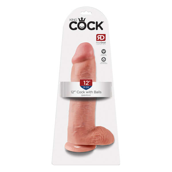 King Cock 12in Cock w/ Balls Beige