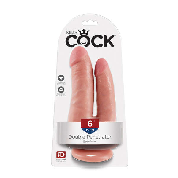 King Cock Double Penetrator 6in Beige