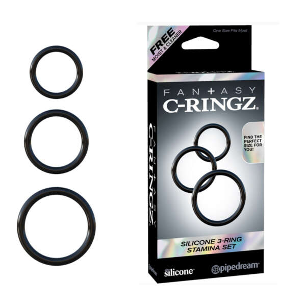FCR Silicone 3-Ring Stamina Set Black