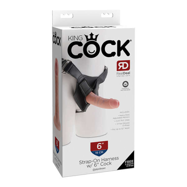 King Cock Strap-On 6in Cock Beige