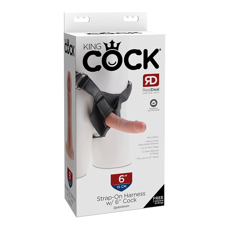 King Cock Strap-On 6in Cock Beige