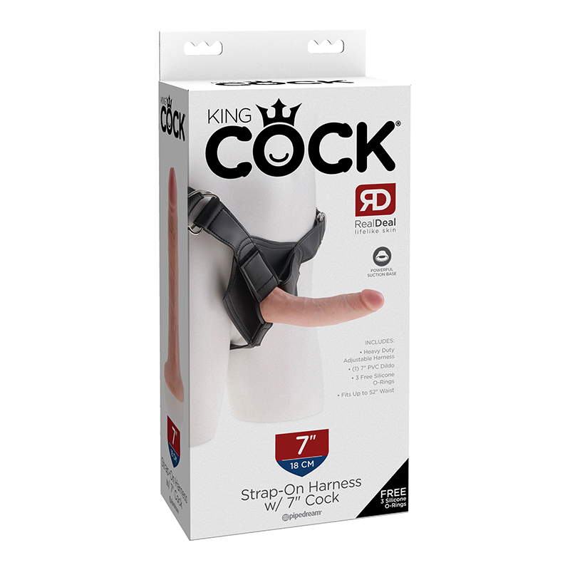 King Cock Strap-On 7in Cock Beige