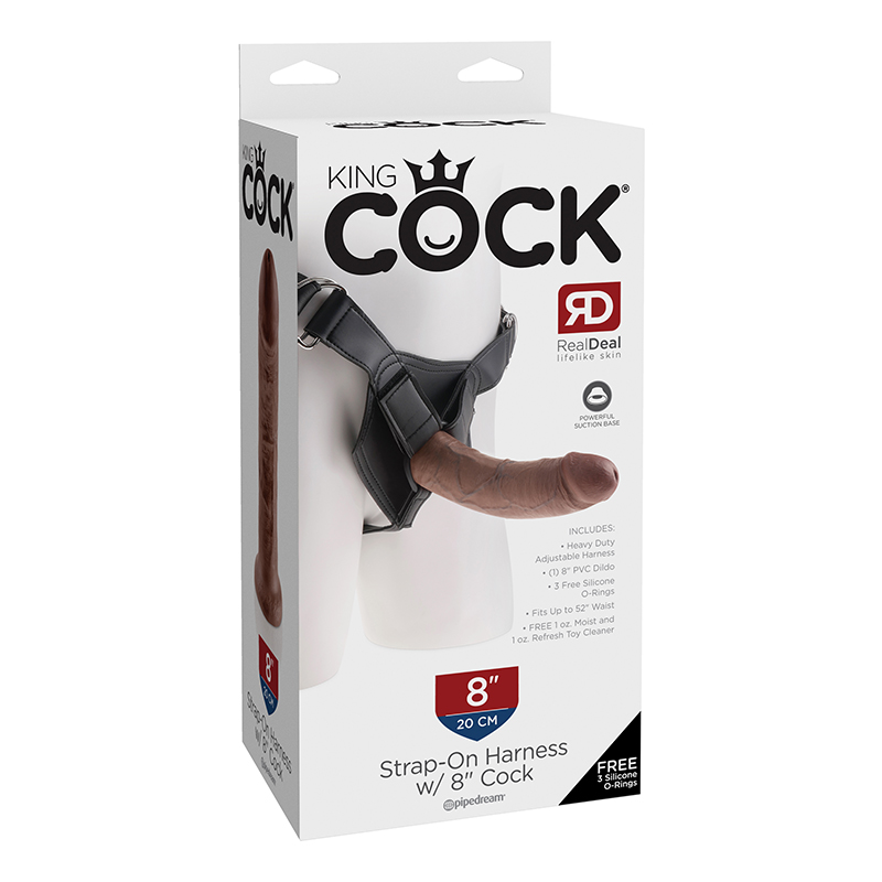 King Cock Strap-On 8in Cock Brown