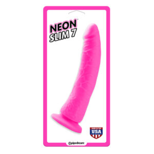 PD Neon Slim 7 Realistic 7in Dildo Pink