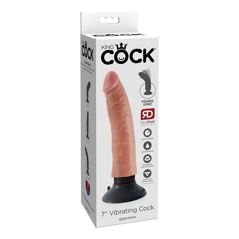 King Cock 7in Vibrating Cock Beige