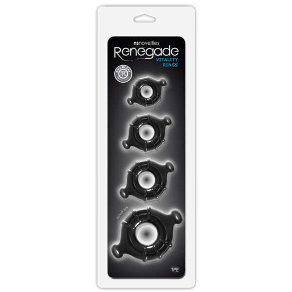 Renegade Vitality Rings 4pk Black