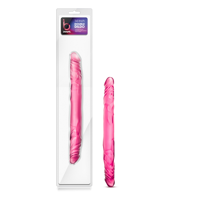 B Yours 14in Double Dildo Pink
