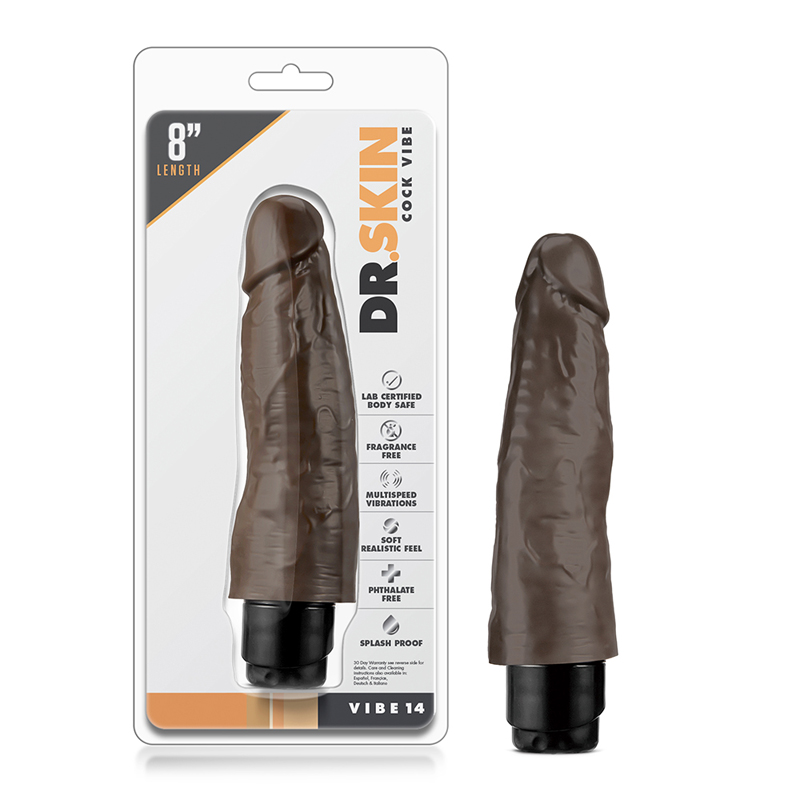 Dr. Skin Vibe 14 Dildo 8in Vibrating Brn