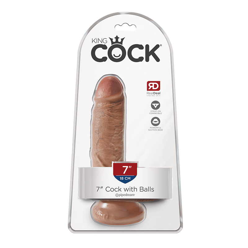 King Cock 7in Cock w/ Balls Tan