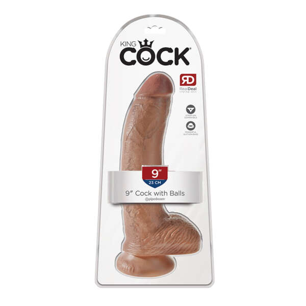King Cock 9in Cock w/ Balls Tan