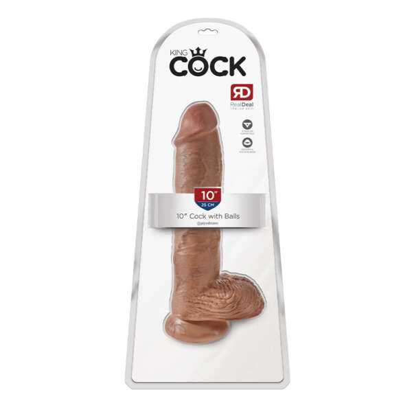 King Cock 10in Cock w/ Balls Tan