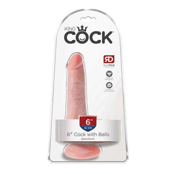 King Cock 6in Cock w/ Balls Beige