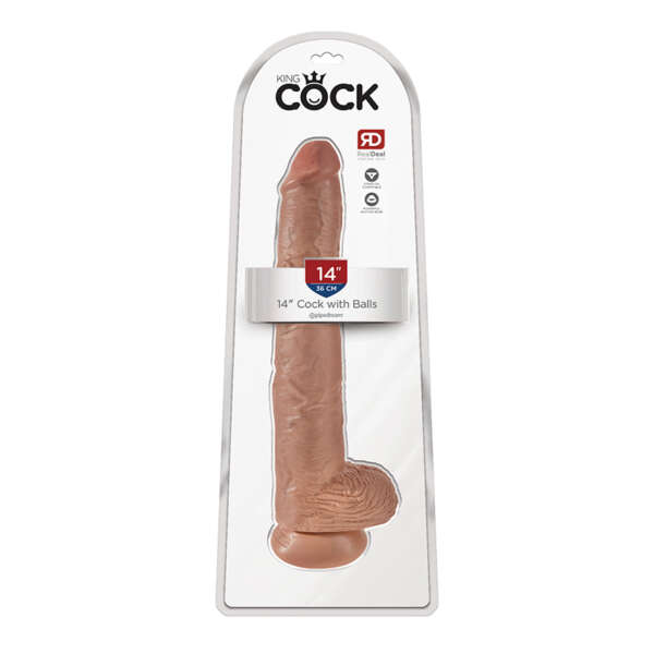 King Cock 14in Cock w/ Balls Tan