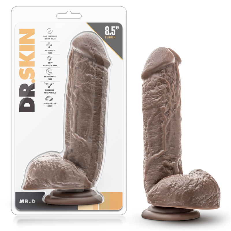 Dr. Skin Mr. D 8.5in Dildo w/Balls Brown