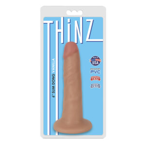 Thinz 6in Slim Dildo w/Suction Cup Beige