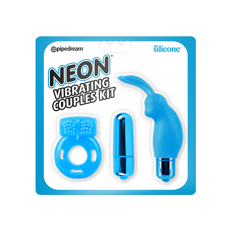 PD Neon Silicone Vibrat Couples Kit Blu