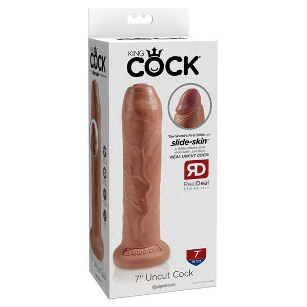 King Cock 7in Uncut Cock Foreskin Tan