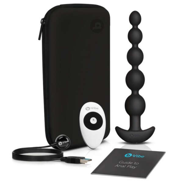 b-Vibe Cinco Vibrating Anal Beads Black