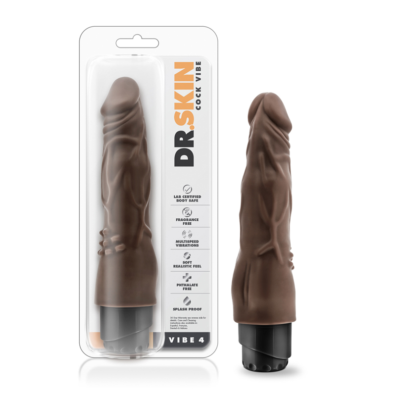 Dr. Skin Vibe 4 Dildo 8in Vibr Brown