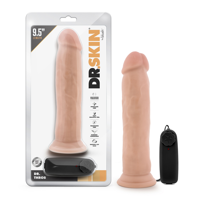 Dr. Skin Dr. Throb 9.5in Vibr Dildo Beig