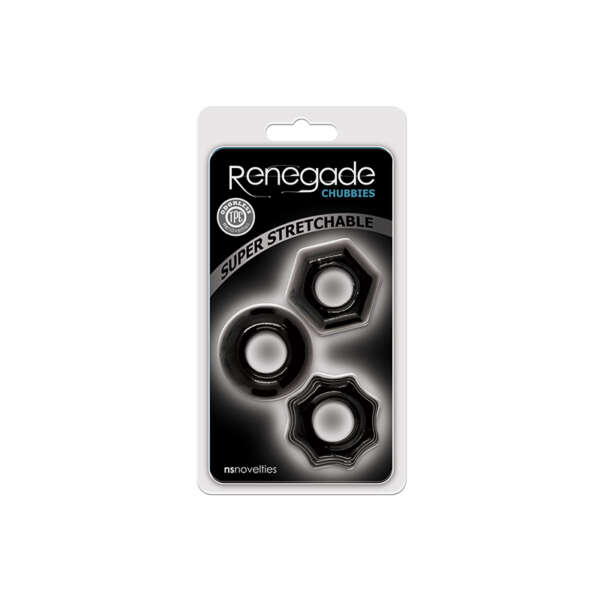 Renegade Chubbies Cock Rings 3pk Black