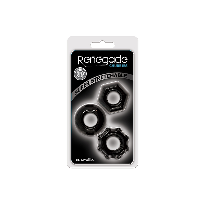 Renegade Chubbies Cock Rings 3pk Black