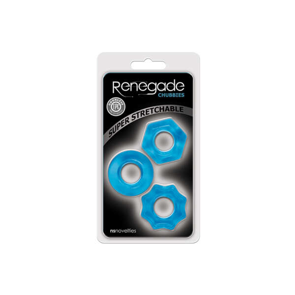 Renegade Chubbies Cock Rings 3pk Blue