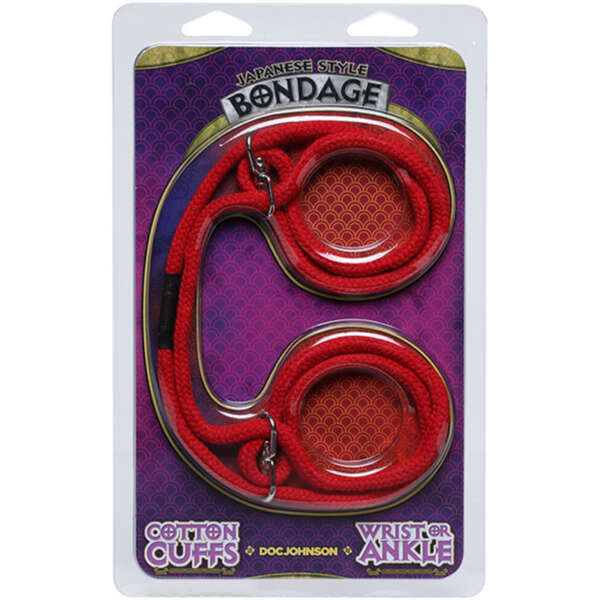 Japanese Style Bondage Cotton Cuffs Red