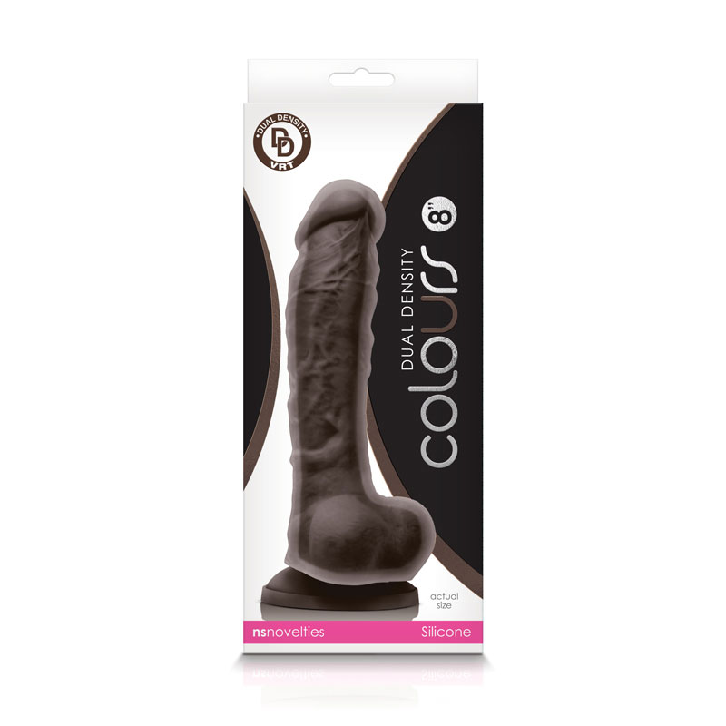 Colours Dual Density 8in Dildo Dark Brn