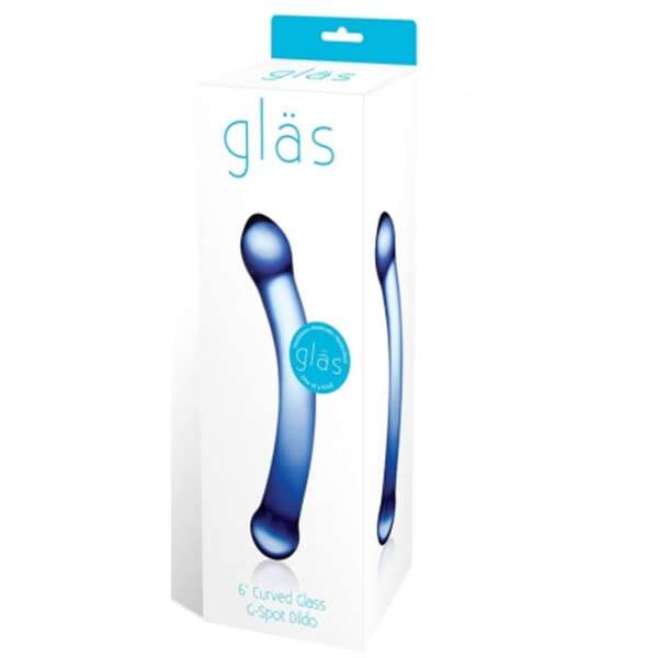 Glas 6in Curved G-Spot Glass Dildo Blue