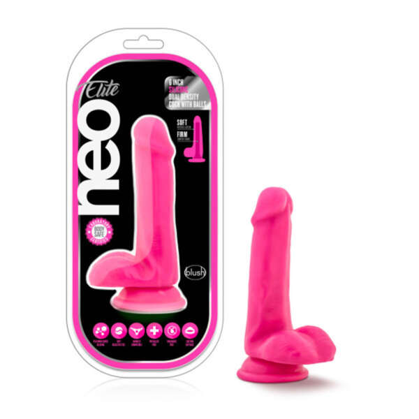 Neo Elite 6in Sili Dual Dens Neon Pink