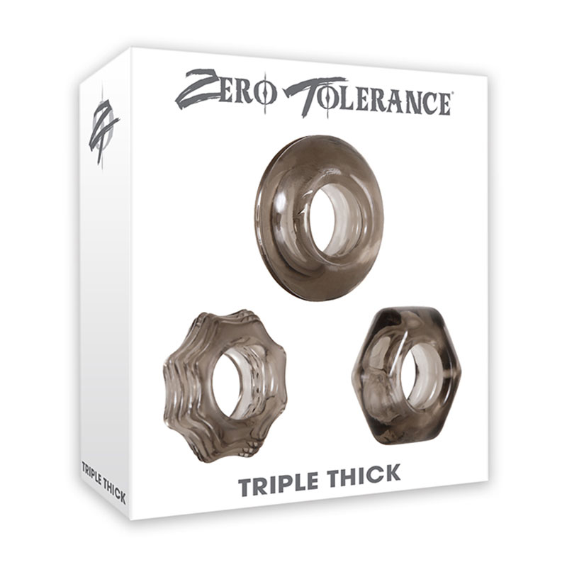 ZT Triple Thick 3Pc Cockring Set Smoke