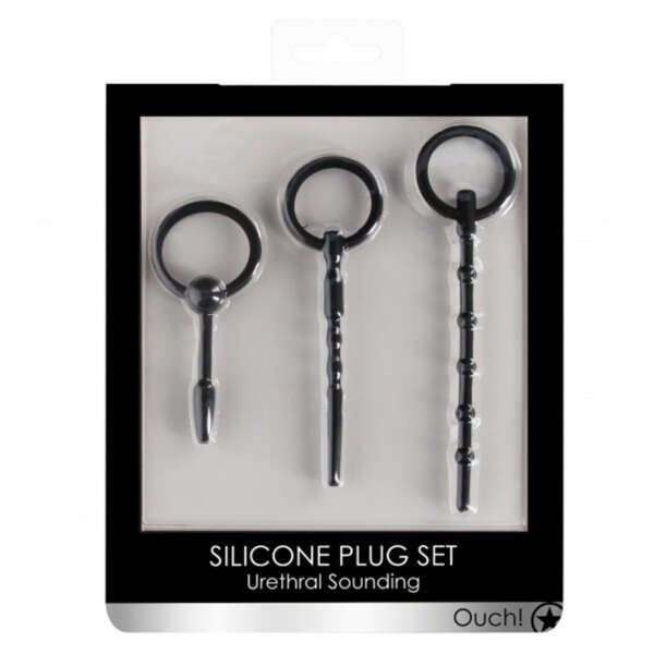 Ouch UrethralSound 3Pc Sili Plug Set Blk